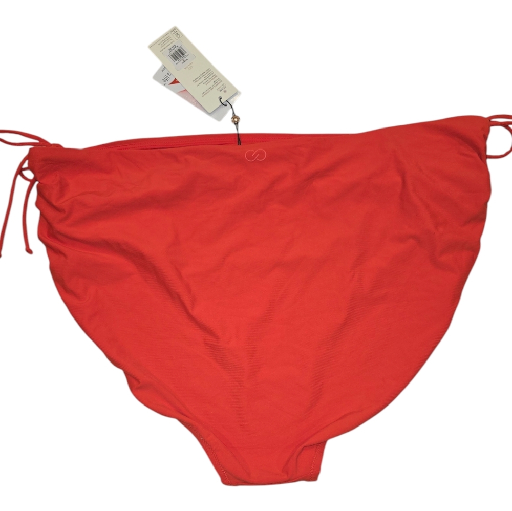 CALIA Adjustable Rise Ruched Vermillion Bikini Bottom - Picture 2 of 12